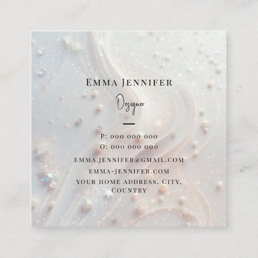 Witte Subtiele zachte glitter achtergrond Vierkante Visitekaartje (Achterkant)