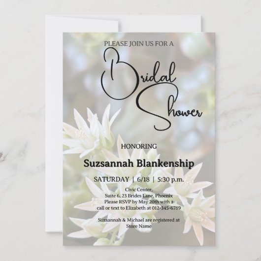 Witte succulente bloemenachtergrond Vrijgezellenfe Kaart (Voorkant)