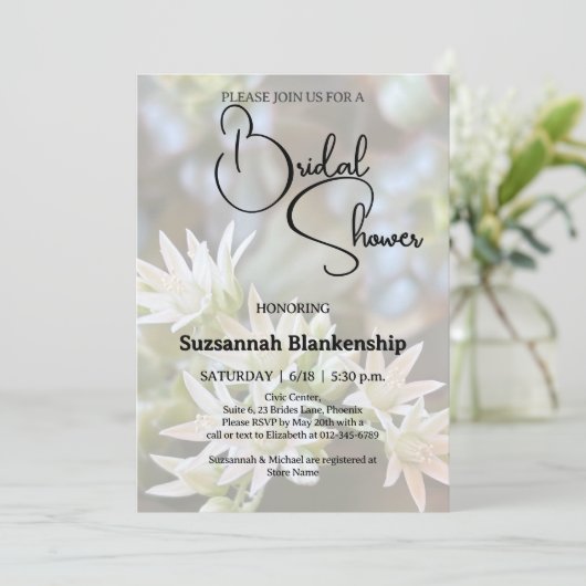 Witte succulente bloemenachtergrond Vrijgezellenfe Kaart (Staand voorkant)