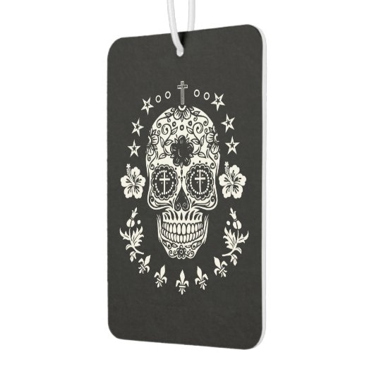 Witte Suikerschedel en kruis met Fleur De Lis Luchtverfrisser (Links)