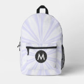 Witte Sunburst Monogram Zwarte Cirkel Bedrukte Rugzak (Voorkant)
