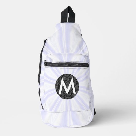 Witte Sunburst Monogram Zwarte Cirkel Sling Bag (Voorkant)