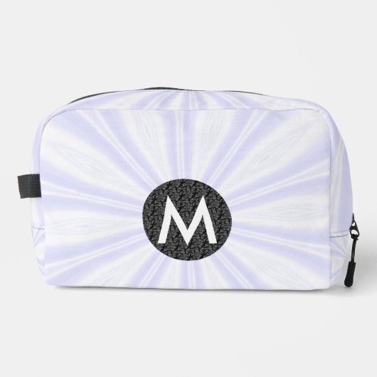 Witte Sunburst Monogram Zwarte Cirkel Toilettasje (Voorkant)