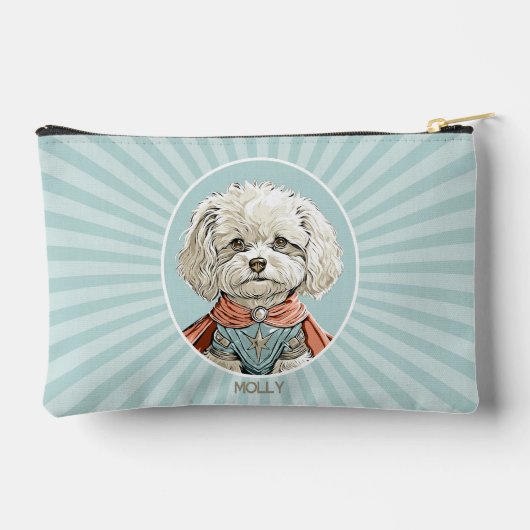 Witte superheldenhond gepersonaliseerd etui (Achterkant)