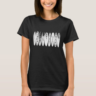 Witte surfplanken retro stijl t-shirt
