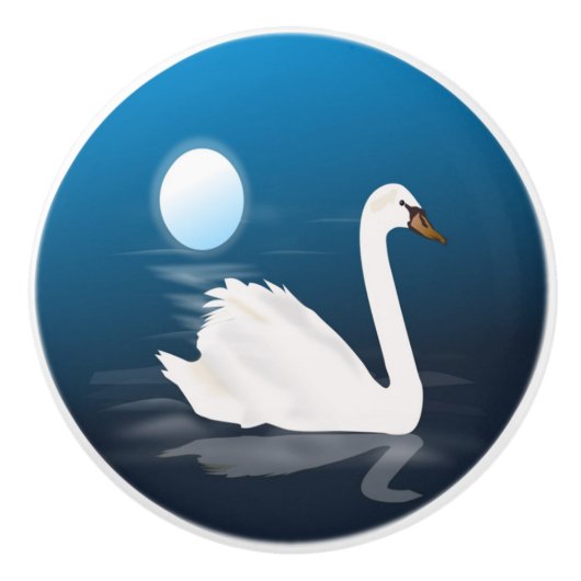 WITTE SWAN KERAMISCHE KNOP (Voorkant)