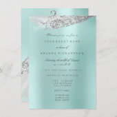 Witte Sweet 16 Bruidsjurk Aqua Blauw Kaart (Voorkant / Achterkant)