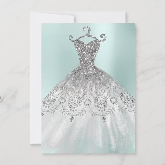 Witte Sweet 16 Bruidsjurk Aqua Blauw Kaart (Achterkant)