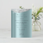 Witte Sweet 16 Bruidsjurk Grijs Aqua Diamant Kaart (Staand voorkant)