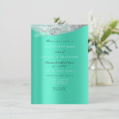 Witte Sweet 16 Bruidsjurk Grijs Mint Diamant Kaart (Staand voorkant)