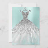 Witte Sweet 16th Bruidsjurk Aqua Blauw Kaart (Achterkant)