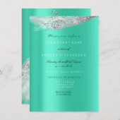 Witte Sweet 16th Bruidsjurk Grijs Mint Diamant Kaart (Voorkant / Achterkant)