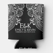 Witte Swirls Kant Bruiloft Sjabloon Blikjeskoeler (Voorkant)