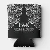 Witte Swirls Kant Bruiloft Sjabloon Blikjeskoeler (Achterkant)