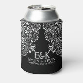 Witte Swirls Kant Bruiloft Sjabloon Blikjeskoeler (Blikje Achterkant)