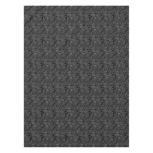 Witte Swirly Abstracte lijnen op zwart tafelkleed (Voorkant)