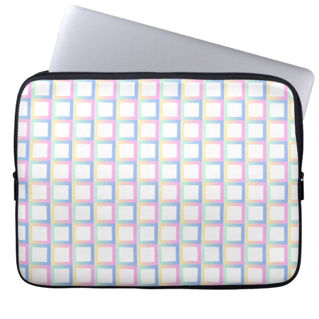 Witte symmetrische geruite verlooppatroon Lijsten Laptop Sleeve (Voorkant)