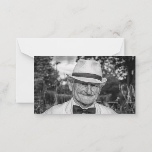 Witte sympathie begrafenis bloemen & foto dank u notitiekaartje (Achterkant)