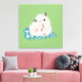 Witte Syrische hamster-accessoires, groene polka Canvas Afdruk (Insitu (Woonkamer))