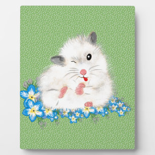 Witte Syrische hamster-accessoires, groene polka Fotoplaat