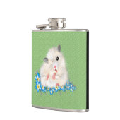 Witte Syrische hamster-accessoires, groene polka Heupfles (Links)