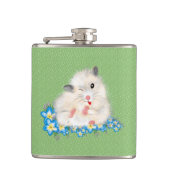 Witte Syrische hamster-accessoires, groene polka Heupfles (Voorkant)