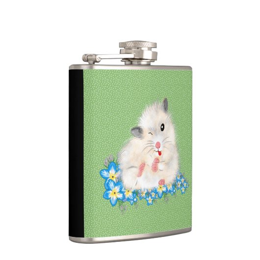 Witte Syrische hamster-accessoires, groene polka Heupfles (Rechts)