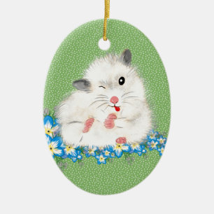 Witte Syrische hamster accessoires, groene polka Keramisch Ornament