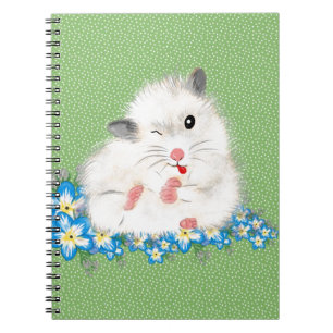Witte Syrische hamster-accessoires, groene polka Notitieboek
