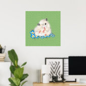 Witte Syrische hamster-accessoires, groene polka Poster (Thuiskantoor)