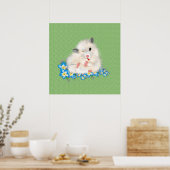 Witte Syrische hamster-accessoires, groene polka Poster (Keuken)