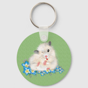 Witte Syrische hamster-accessoires, groene polka Sleutelhanger