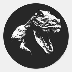 Witte T Rex Ronde Sticker
