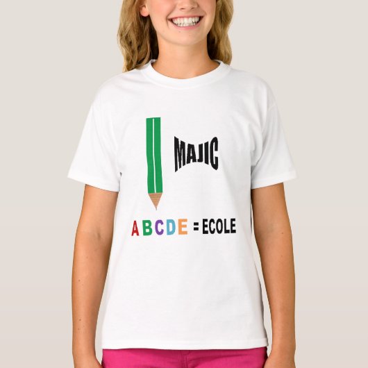 Witte T-shirt MAGIC ECOLE (Voorkant)