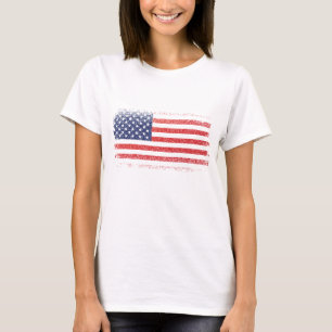Witte T-shirt met Amerikaanse vlag voor vrouwen