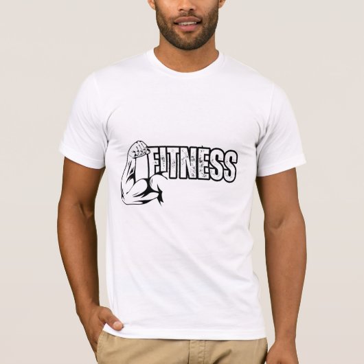 witte T-shirt met fitness ontwerp (Voorkant)