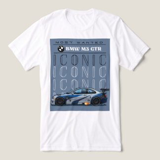 Witte T-shirt met halve mouwen en BMW-printontwerp