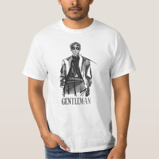 Witte T-shirt met Halve Mouwen en Brush Gentleman