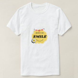 witte t-shirt met make me smile-design