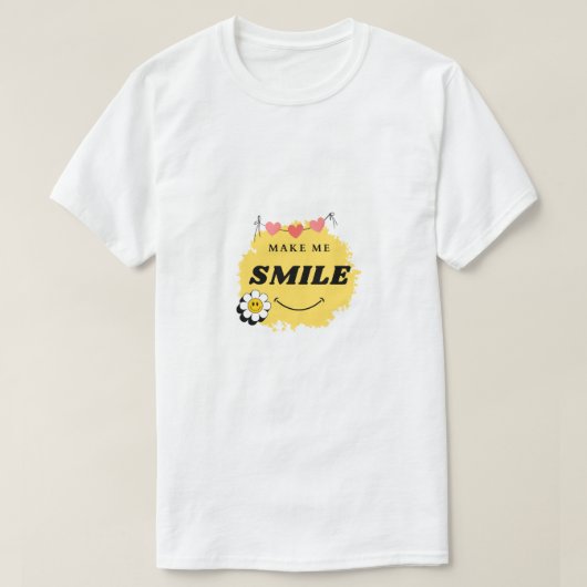 witte t-shirt met make me smile-design (Design voorkant)