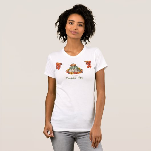Witte T-shirt met pompoen (Voorkant volledig)