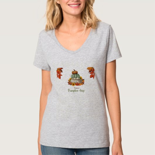Witte T-shirt met pompoen (Voorkant)
