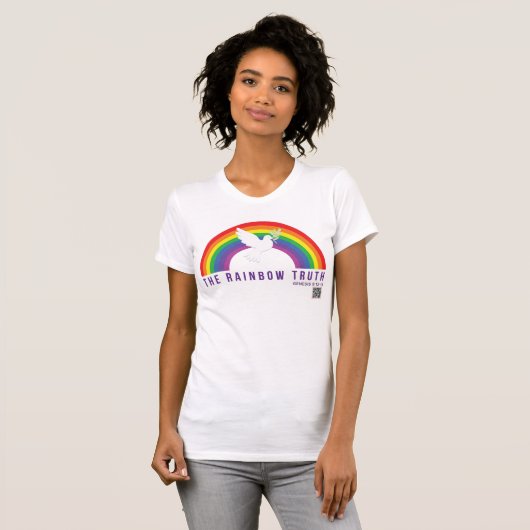 Witte T-Shirt regenbooghond voor vrouwen (Voorkant volledig)