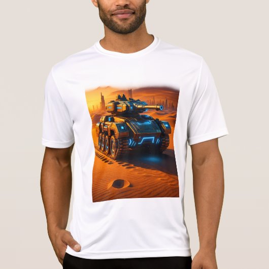 Witte T-shirt – Sci-Fi Woestijn Tank Glow Editie (Voorkant)