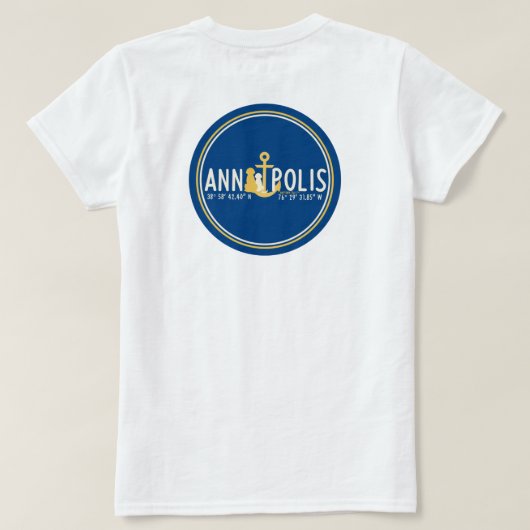 Witte T-shirt voor vrouwen in Annapolis-honden (Design achterkant)