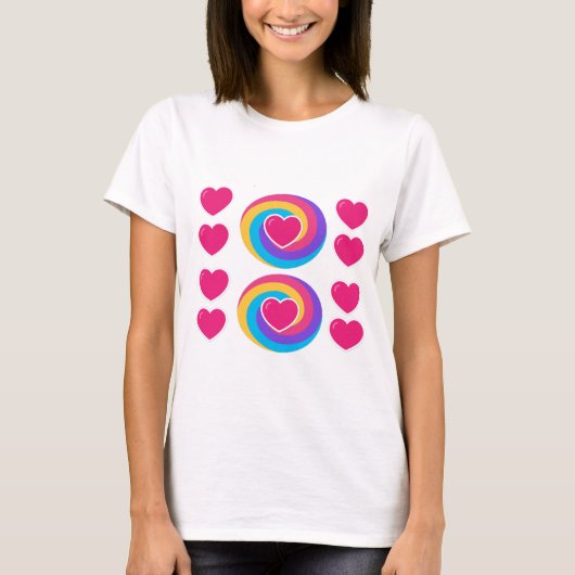 Witte T-shirt voor vrouwen met hartontwerp (Voorkant)