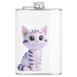 Witte Tabby Kitten Heupfles