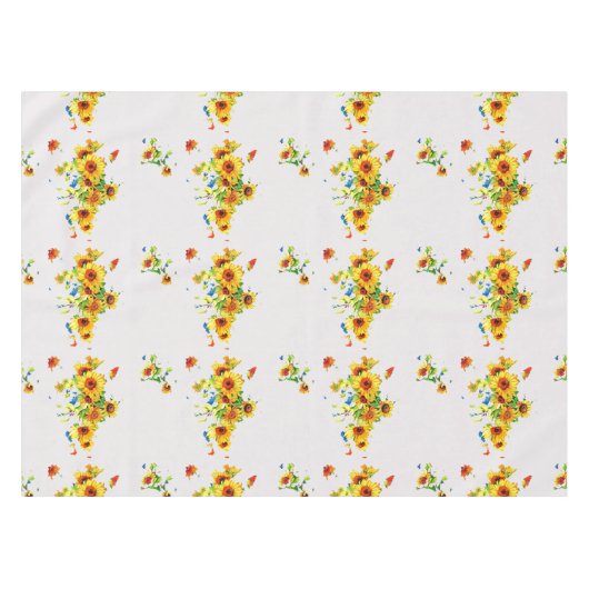 Witte tafelkledij met geelzonnebloemen - Floral Tafelkleed (Voorkant (Horizontaal))