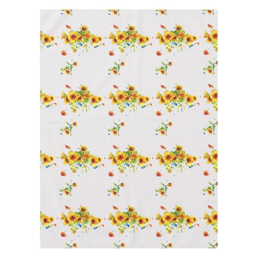 Witte tafelkledij met geelzonnebloemen - Floral Tafelkleed (Voorkant)