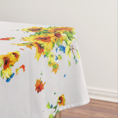 Witte tafelkledij met geelzonnebloemen - Floral Tafelkleed (Voorbeeld)